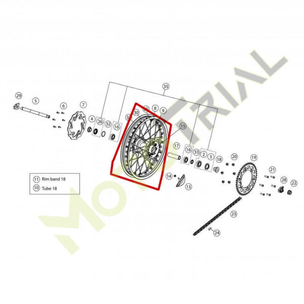 Комплект заднего обода на спицах с креплением EC 2018