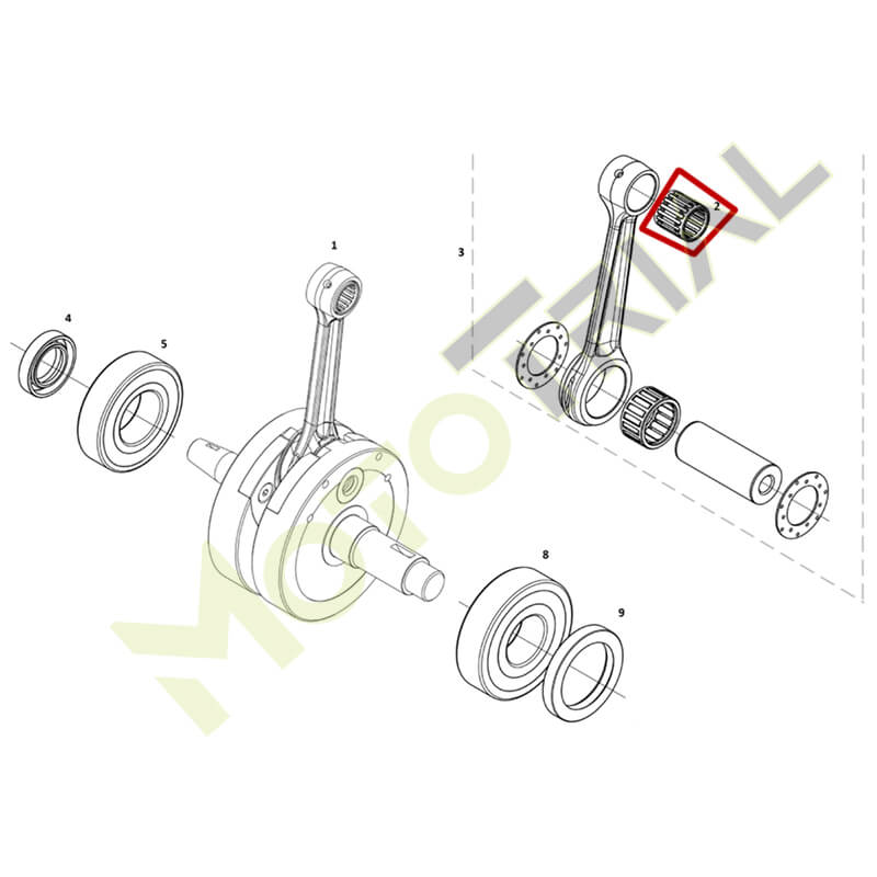 Подшипник игольчатый шатуна верхний (сепаратор) для Rieju MR